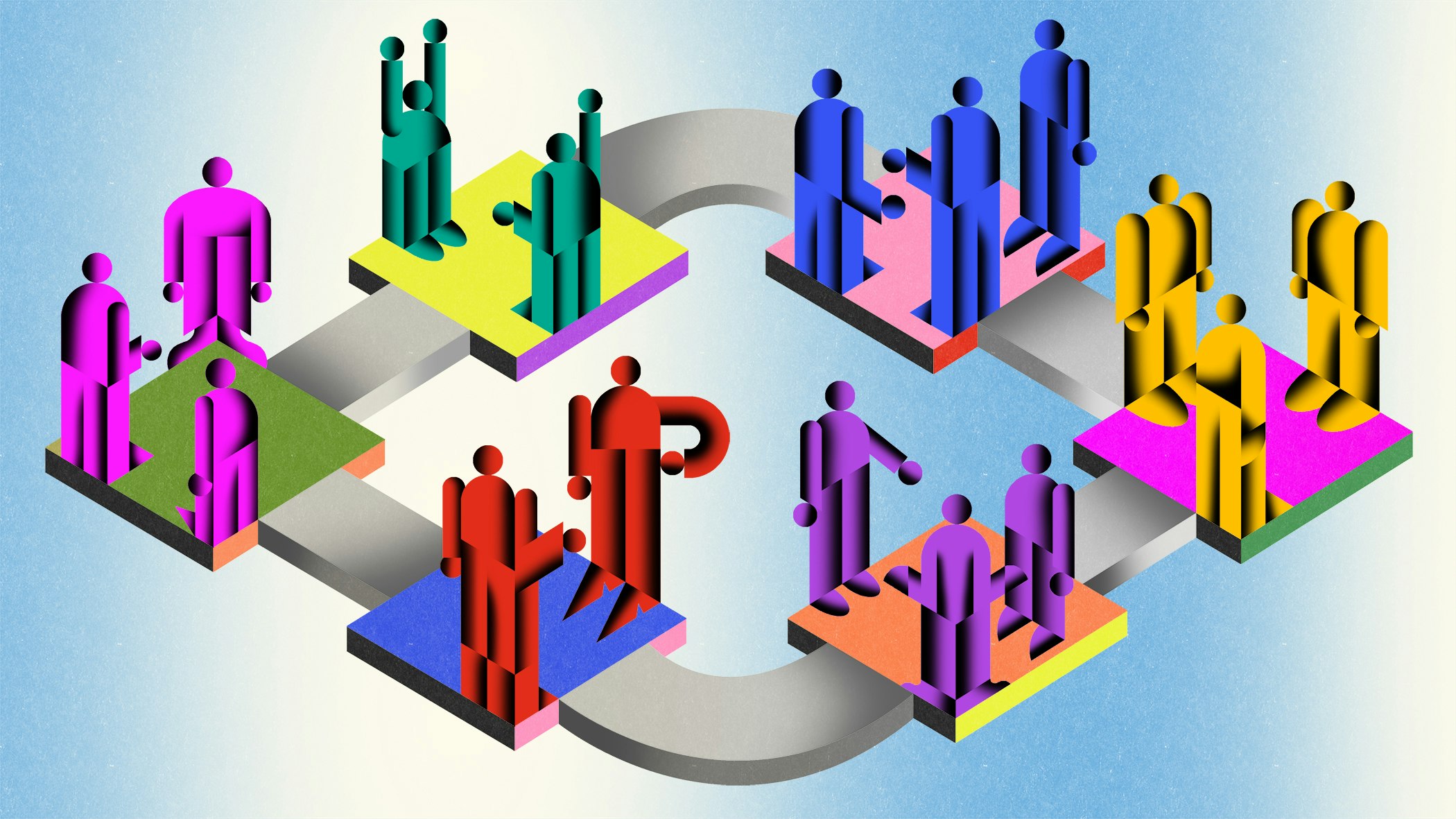 Illustration by ZEBU for Noema Magazine's piece "How Disinformation Deforms Democracy" by Nathan Gardels.